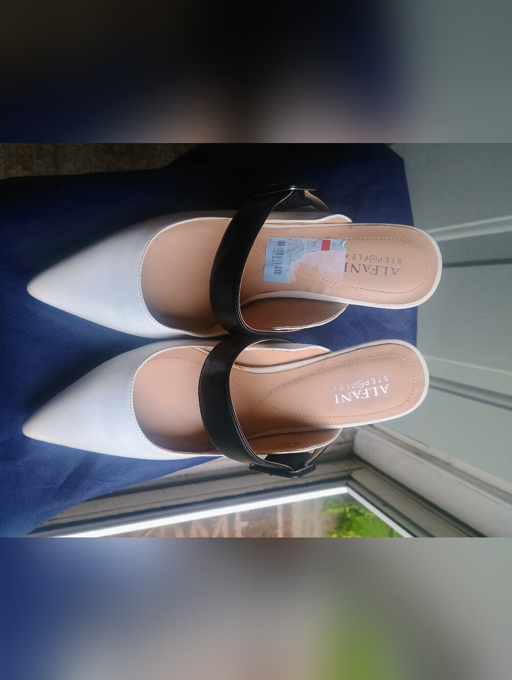 Alfani  Step flex White Mary Jane Flats with Black Strap